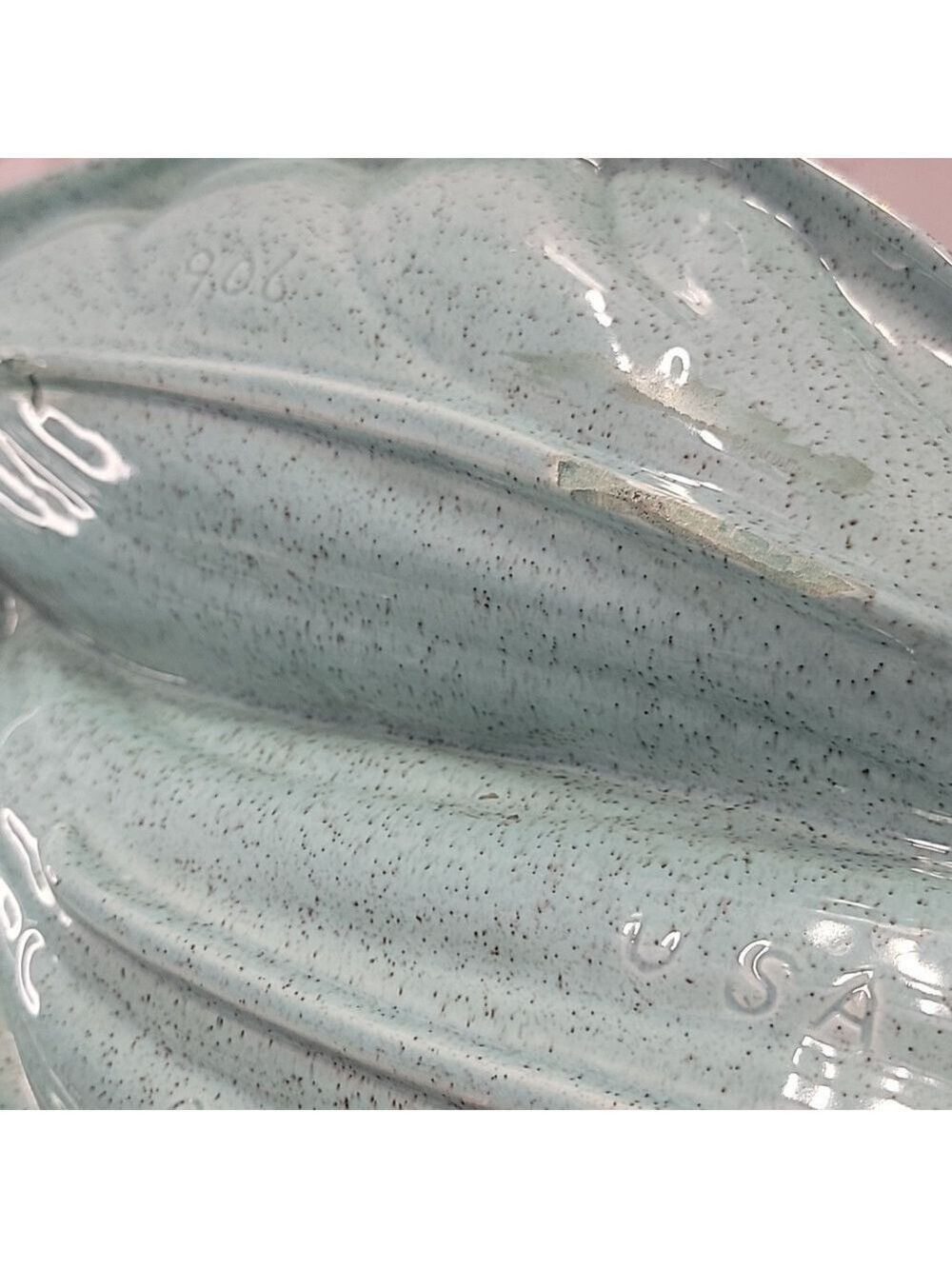 Mid Century Modern California Pottery Turquoise & Gold Leaf Divided Relish Tray - Picture 7 of 11